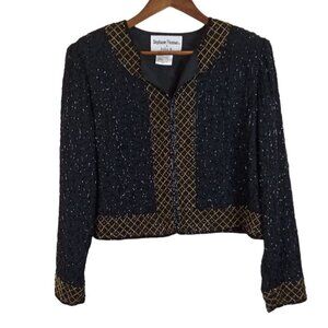 Vintage Stephanie Thomas Bead Embellished‎ Long Sleeve Top - N525